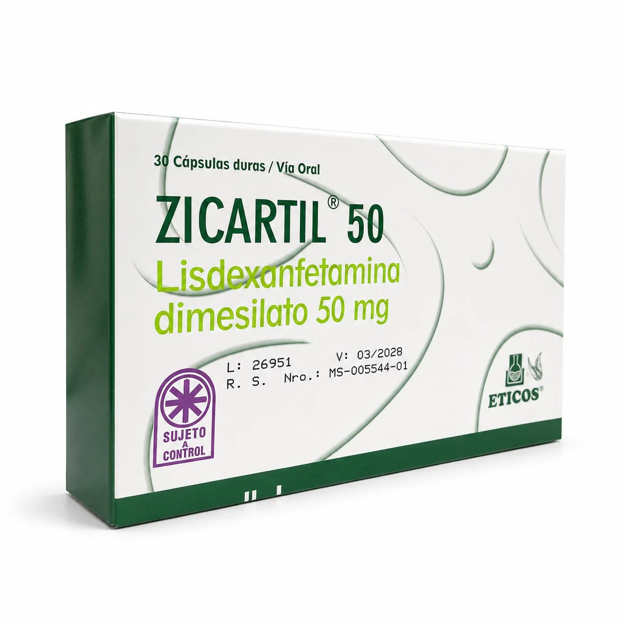 Zicartil (Venvanse) Lisdexanfetamina Dimesilato 50mg 30 Cápsulas – Suplementos