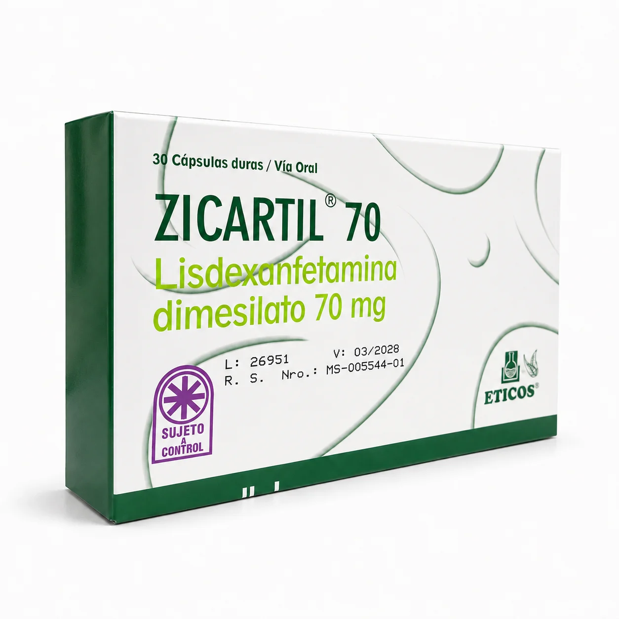 Zicartil (Venvanse) Lisdexanfetamina Dimesilato 70mg 30 Cápsulas – Suplementos
